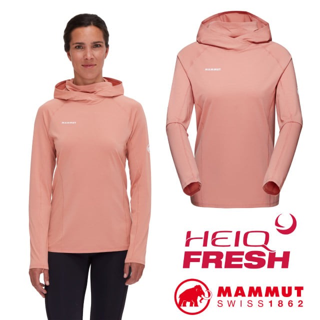 【MAMMUT 長毛象】女 Selun FL Sun Hoody保暖長袖連帽T恤/1016-01430-3770 石英粉✿30E010
